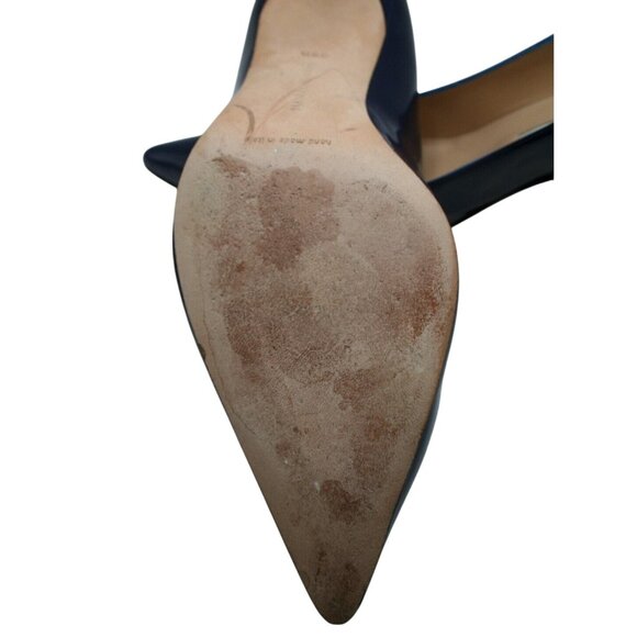 Manolo Blahnik Navy Patent Leather Heels Bow Cutout Size 9.5 (EU 39.5) Designer - Picture 5 of 7